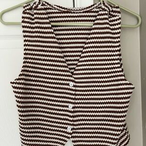 Striped Brown and White Women's Top